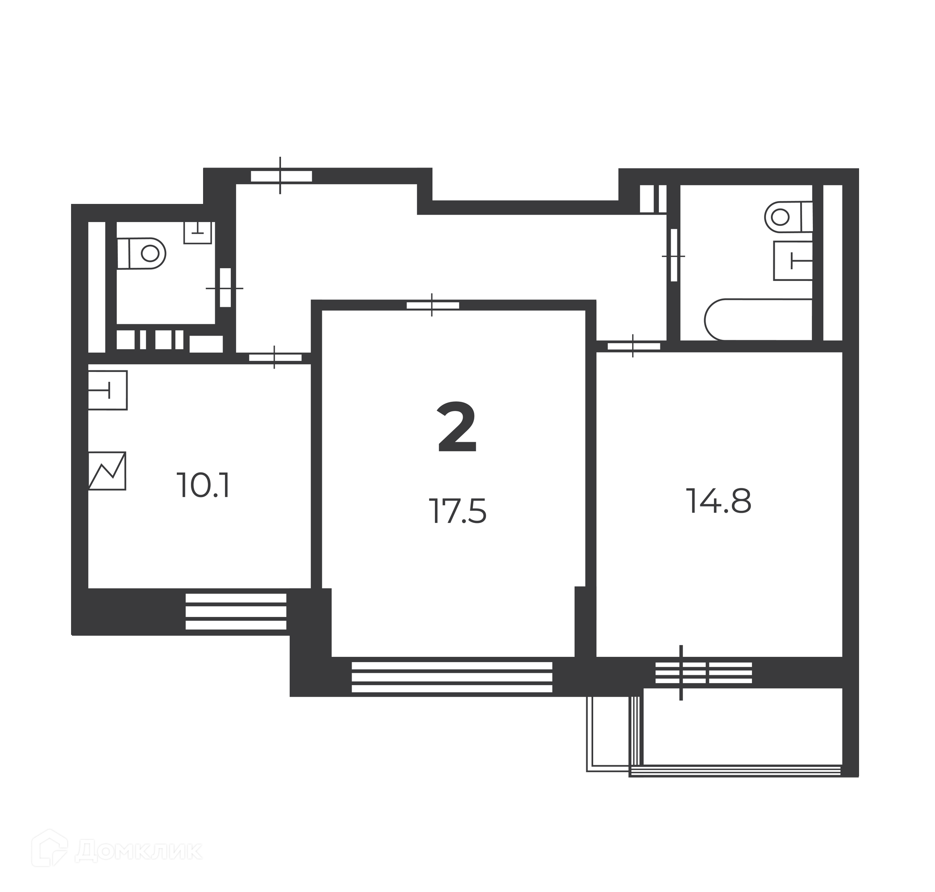 Планировка 2-комн. в ЖК «Летчика Бабушкина, 29 к. 5 (Московские кварталы)»