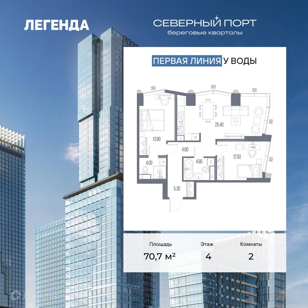 Планировка 2-комн. в ЖК «Северный Порт»