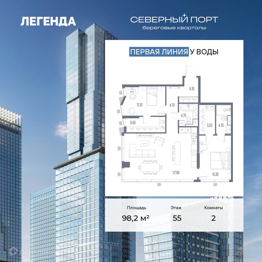 Планировка 2-комн. в ЖК «Северный Порт»