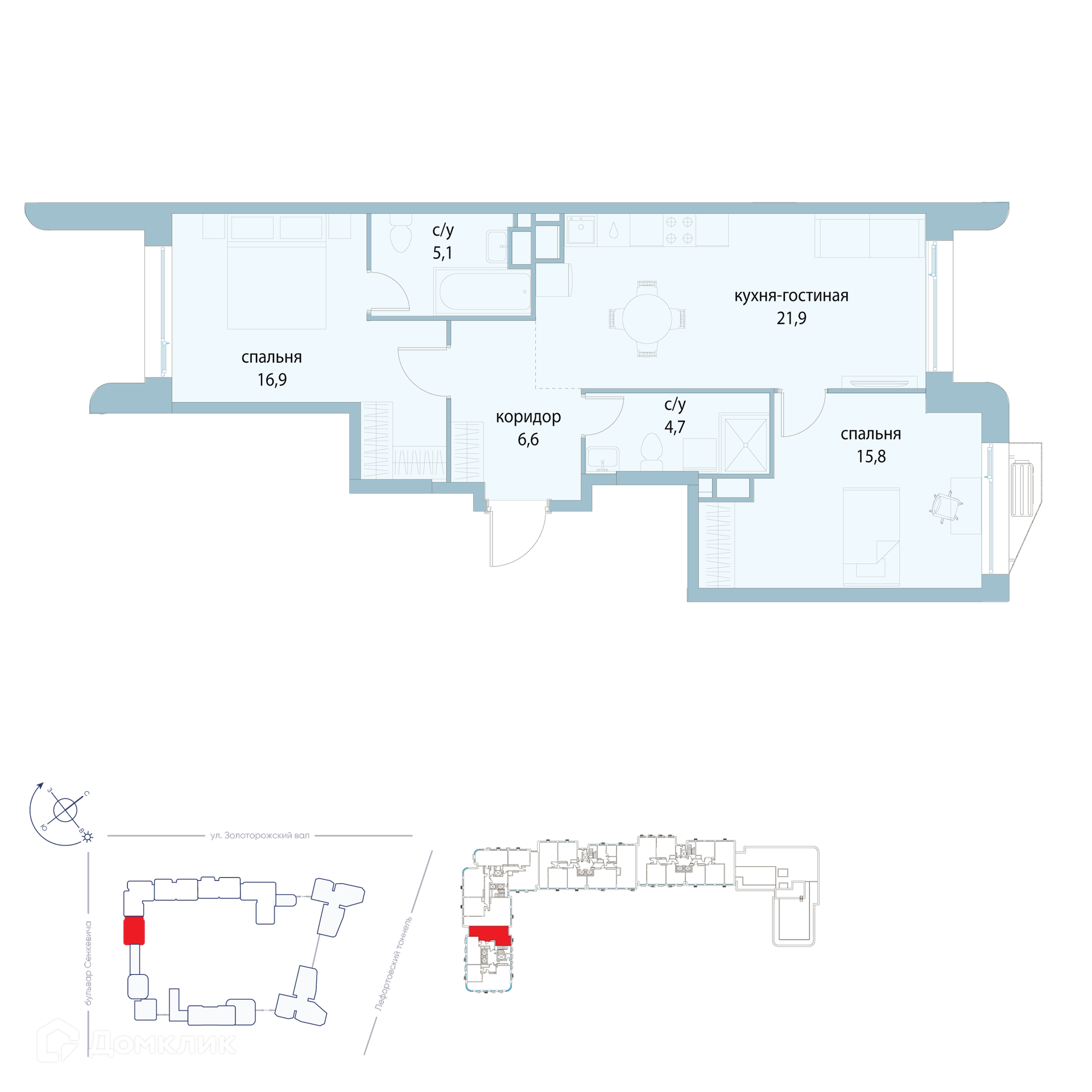 Планировка 2-комн. в ЖК «ЖК Симво?»