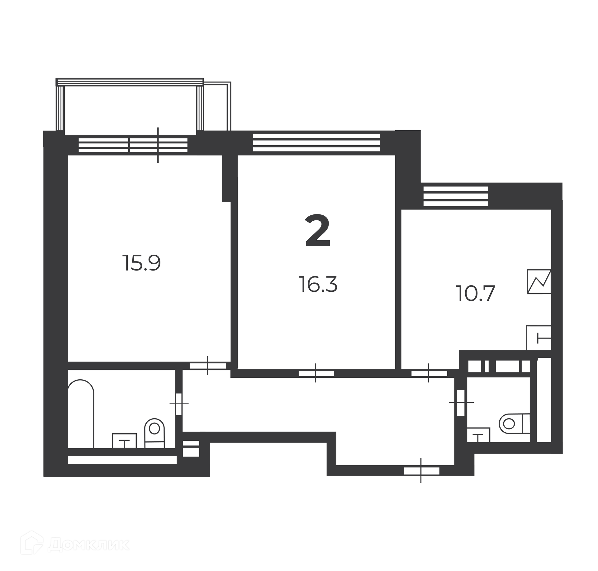 Планировка 2-комн. в ЖК «Летчика Бабушкина, 29 к. 5 (Московские кварталы)»