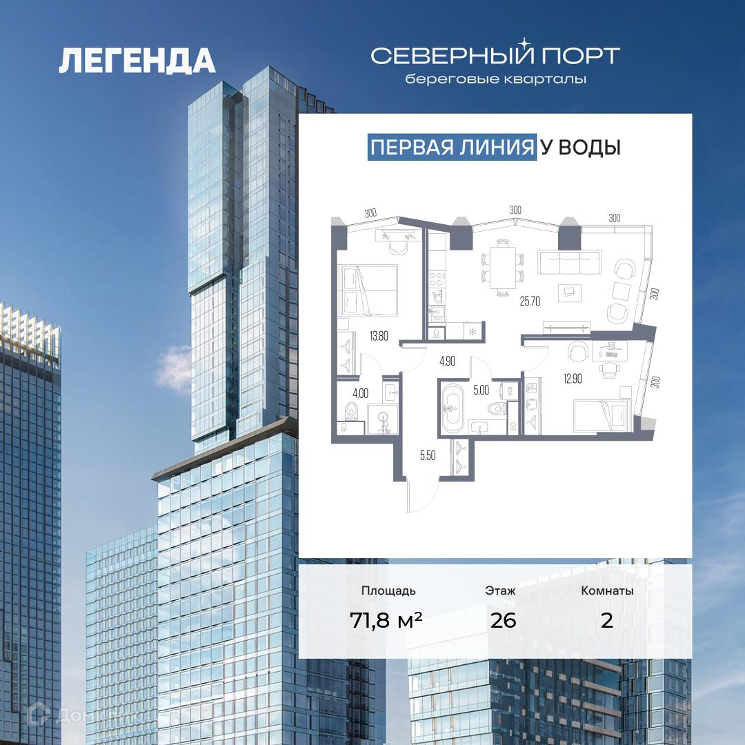 Планировка 2-комн. в ЖК «Северный Порт»