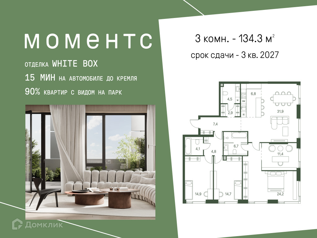 Планировка Пентхаус в ЖК «Моментс»