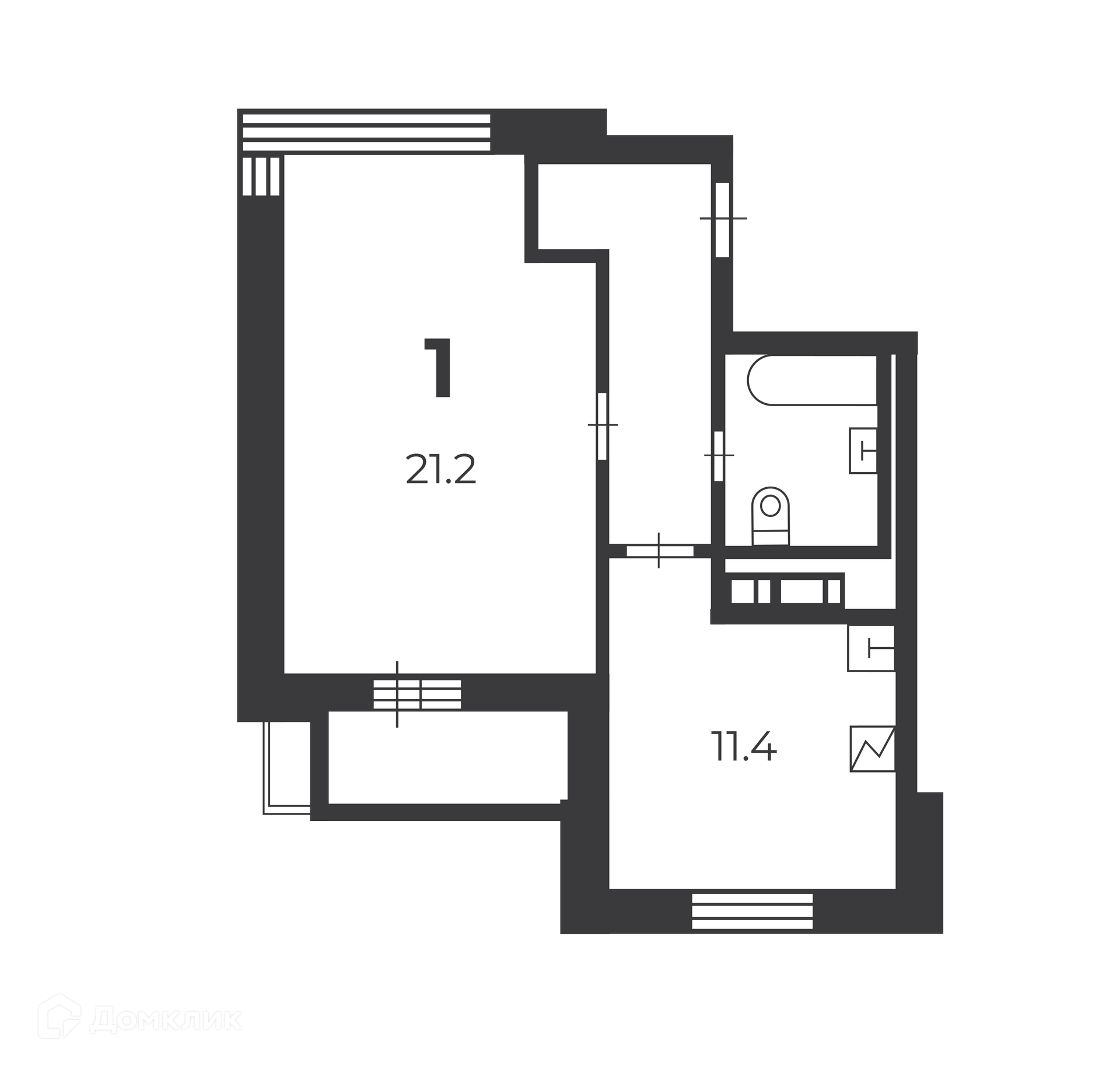 Планировка 1-комн. в ЖК «Летчика Бабушкина, 29 к. 5 (Московские кварталы)»