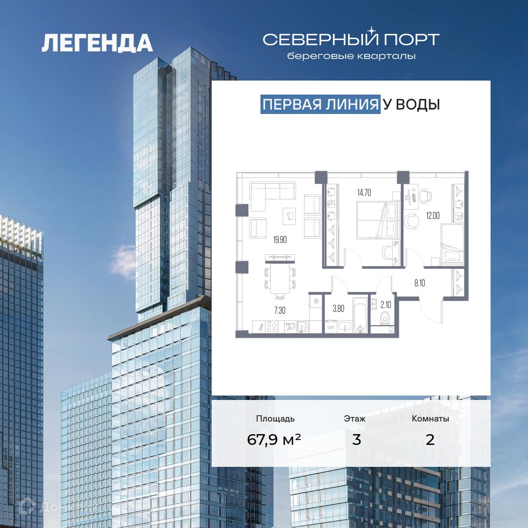 Планировка 2-комн. в ЖК «Северный Порт»