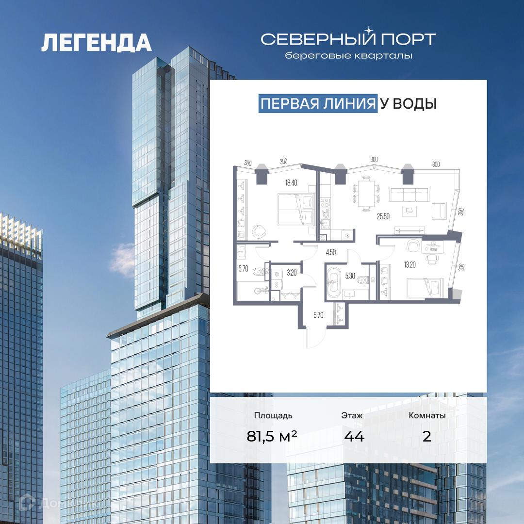 Планировка 2-комн. в ЖК «Северный Порт»