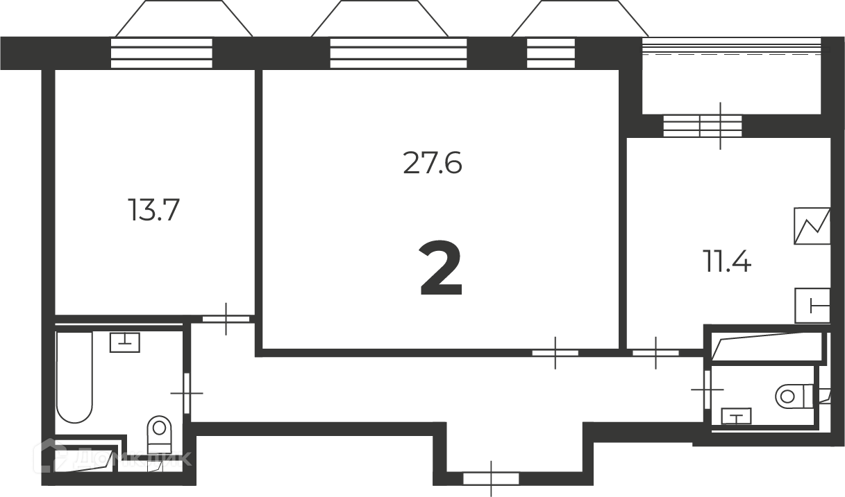 Планировка 2-комн. в ЖК «Чоботовская, 2А (Московские кварталы)»