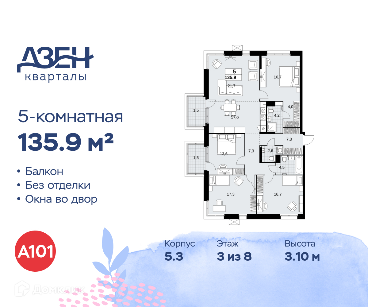 Планировка Пентхаус в ЖК «Дзен-кварталы»
