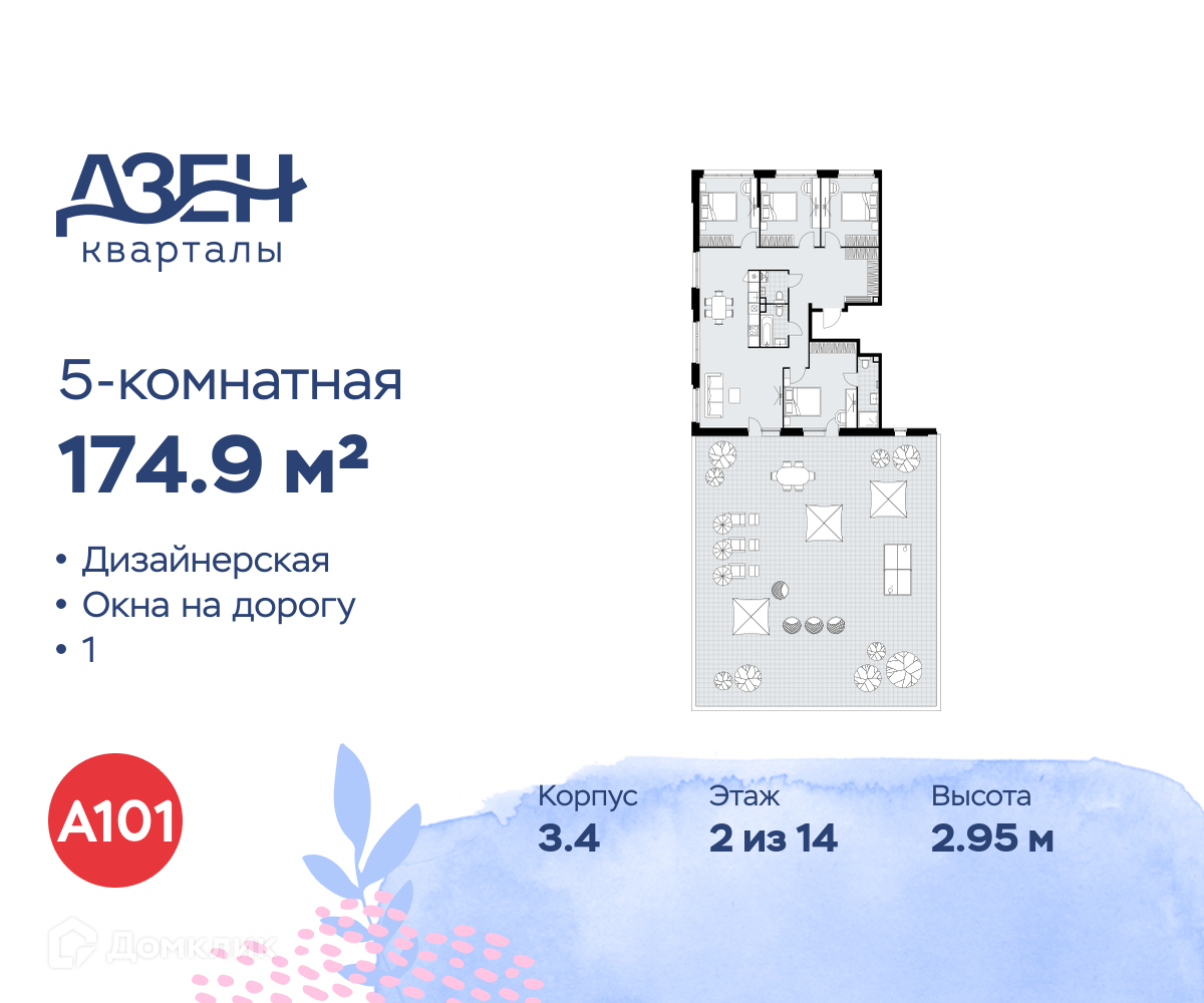Планировка Пентхаус в ЖК «Дзен-кварталы»