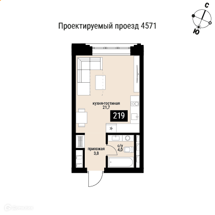 Планировка Студия в ЖК «Шелепиха»