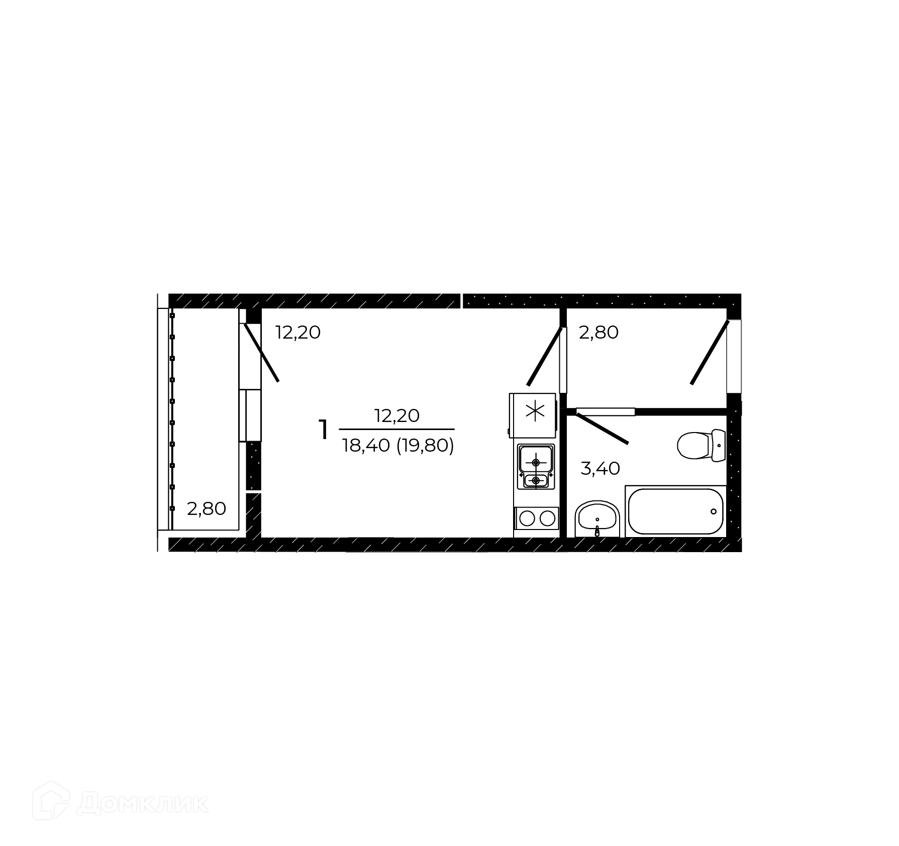 Планировка Студия в ЖК «Притяжение»