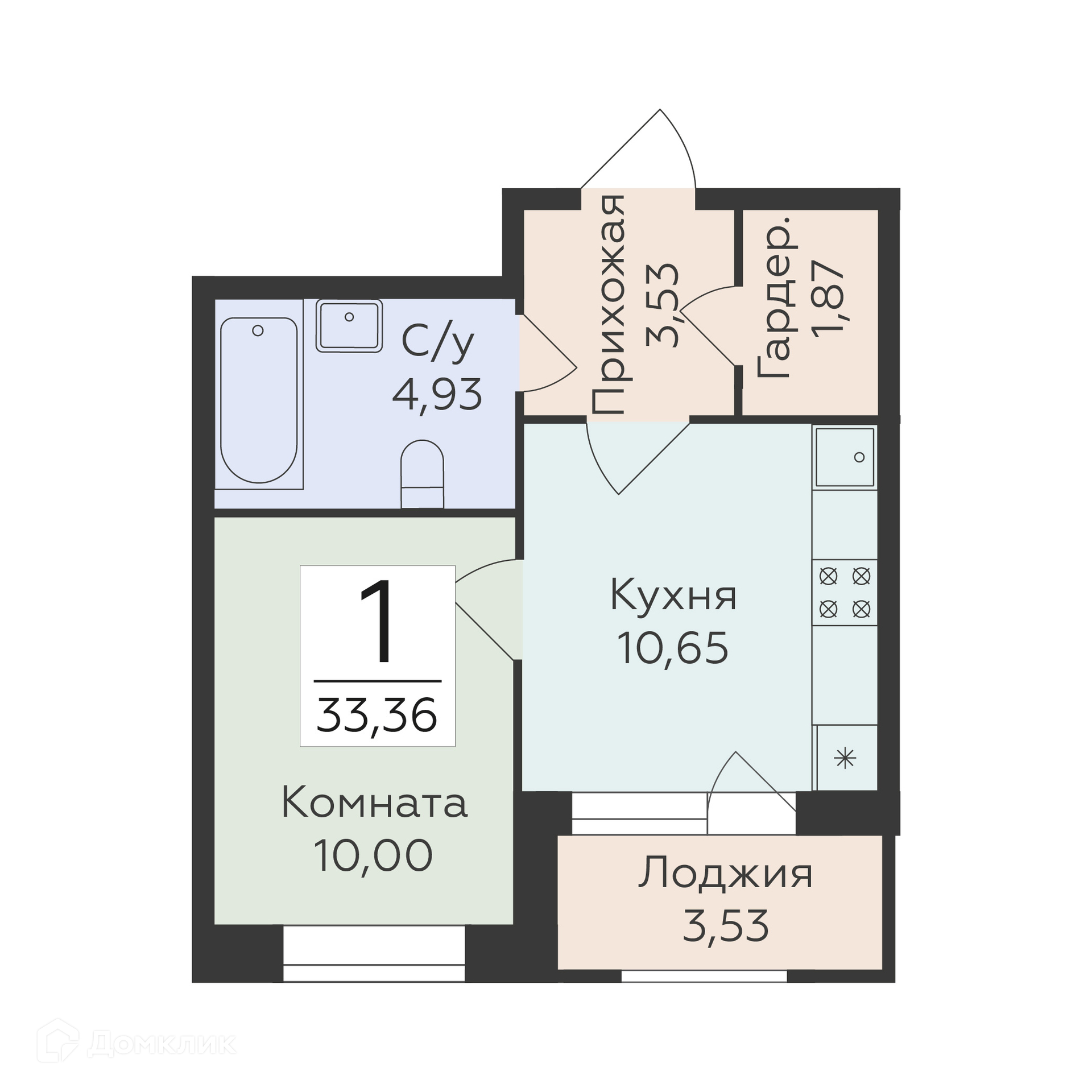Планировка 1-комн. в ЖК «Суворов-сити 2»
