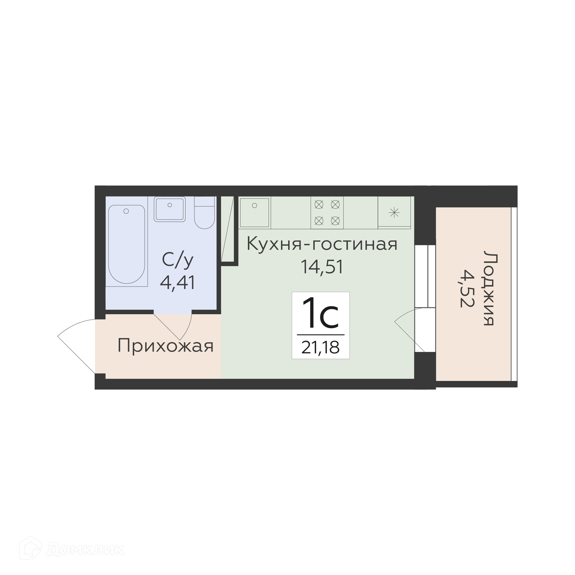 Планировка 1-комн. в ЖК «Суворов-сити 2»