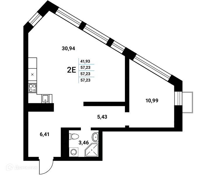 Планировка 2-комн. в ЖК «Z-town»