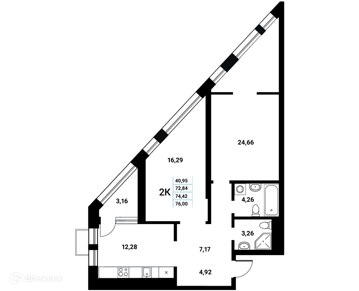 Планировка 2-комн. в ЖК «Z-town»