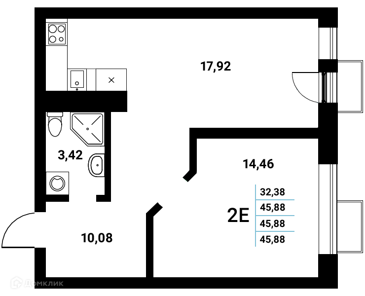 Планировка 2-комн. в ЖК «Z-town»