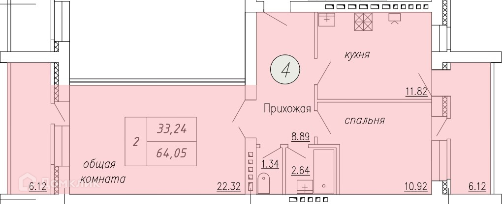 Планировка 2-комн. в ЖК «Дом по ул. Индустриальной, 35»
