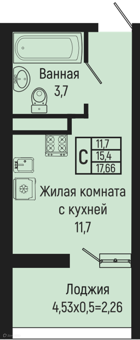 Планировка Студия в ЖК «Sun Hills Olginka»