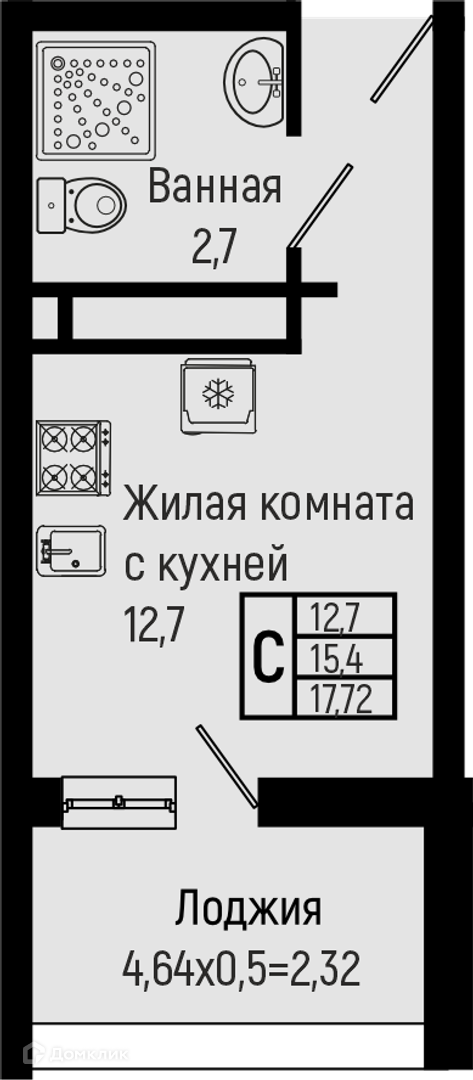 Планировка Студия в ЖК «Sun Hills Olginka»