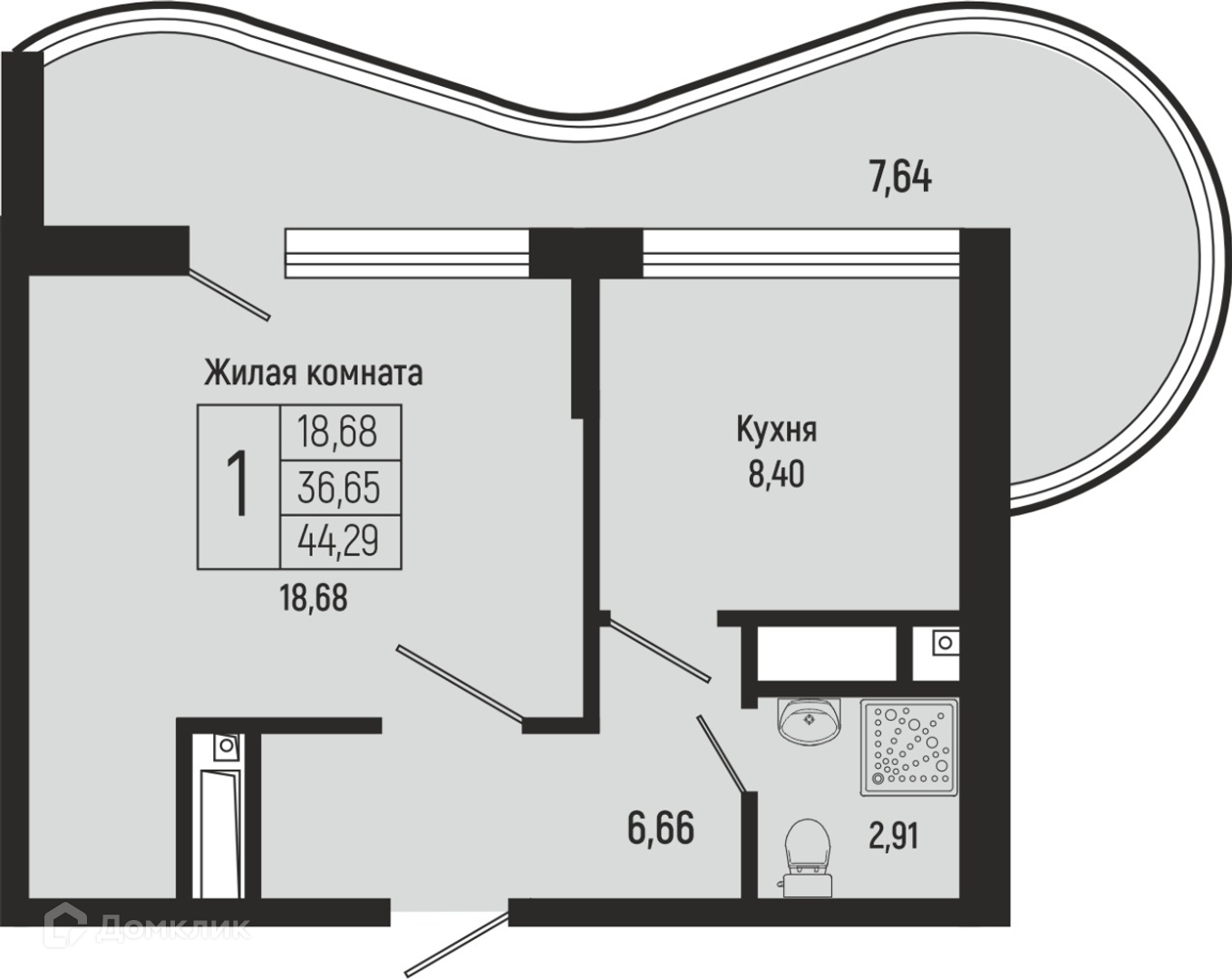 Планировка 2-комн. в ЖК «Sun Hills Olginka»