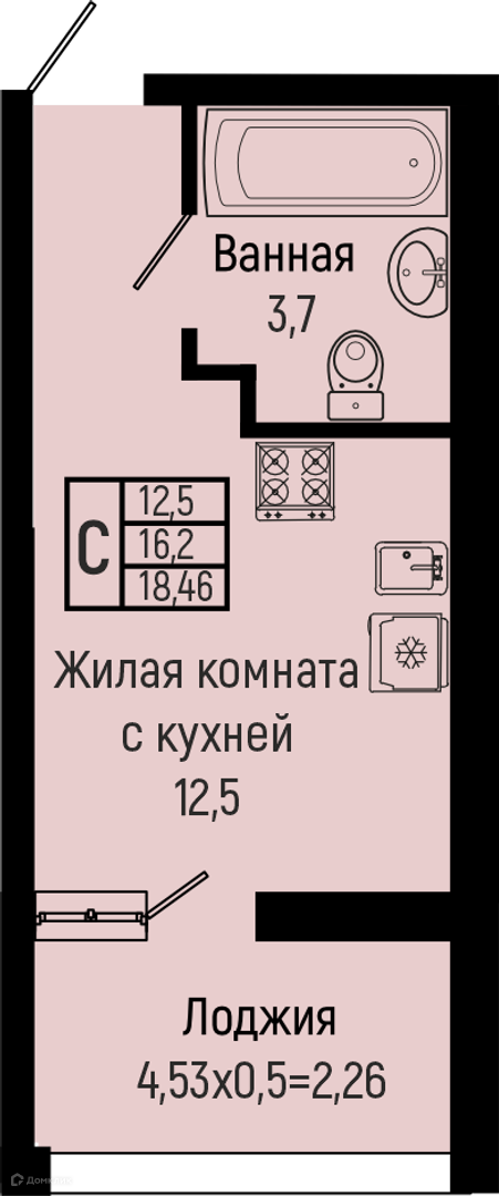 Планировка Студия в ЖК «Sun Hills Olginka»