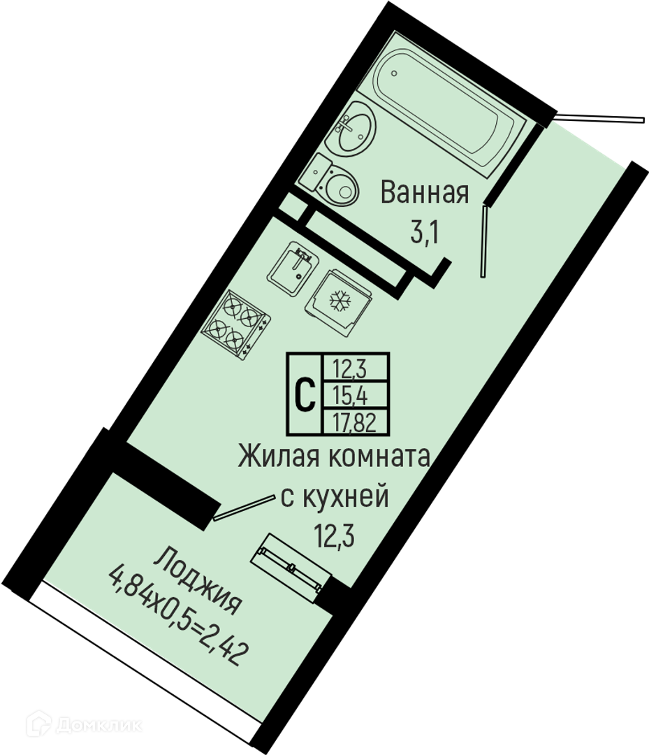 Планировка Студия в ЖК «Sun Hills Olginka»