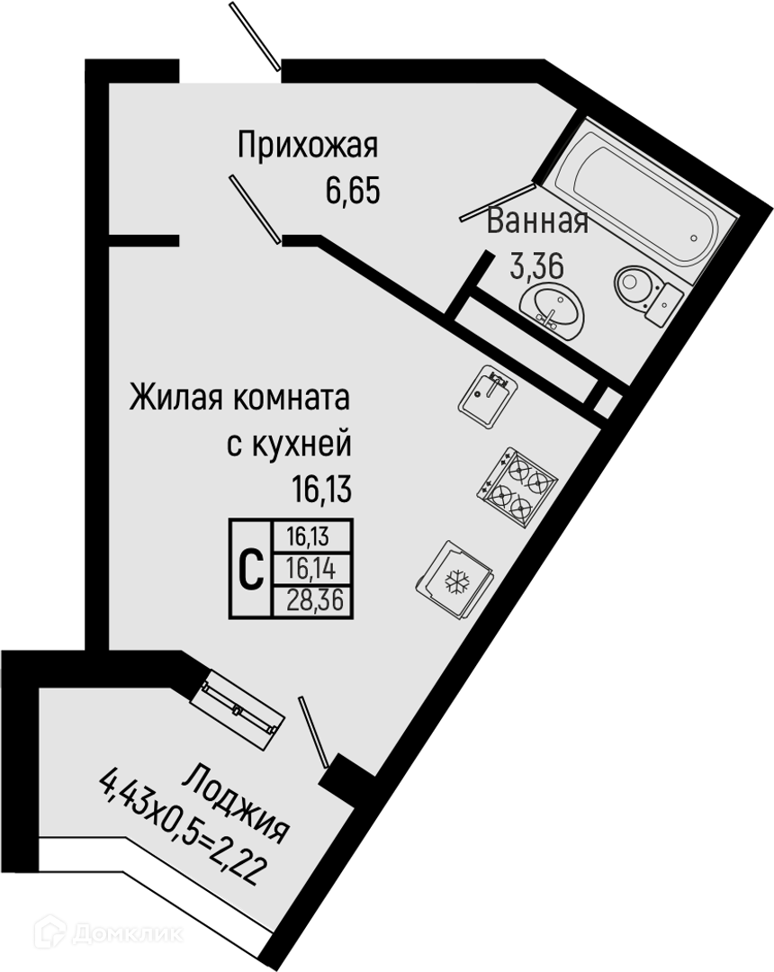 Планировка Студия в ЖК «Sun Hills Olginka»