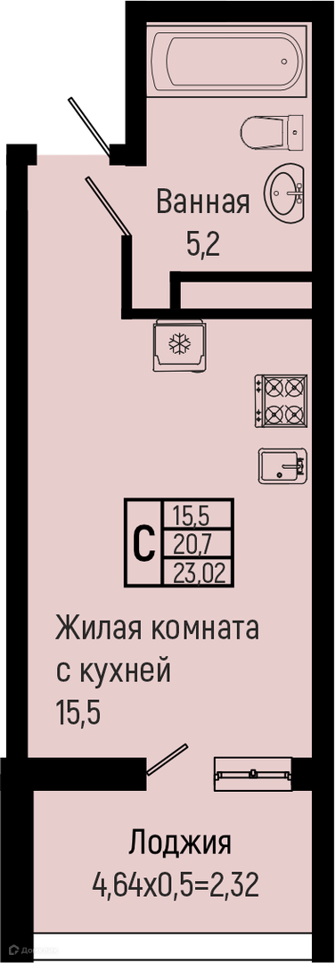 Планировка Студия в ЖК «Sun Hills Olginka»