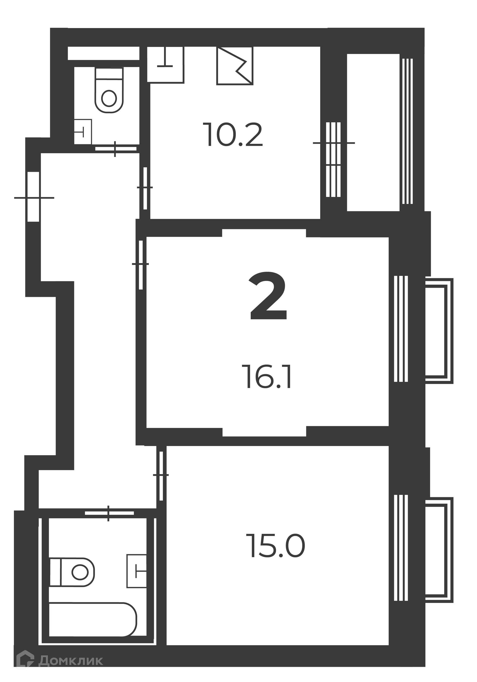Планировка 2-комн. в ЖК «2-й Тушинский проезд, д. 1 (Московские кварталы)»