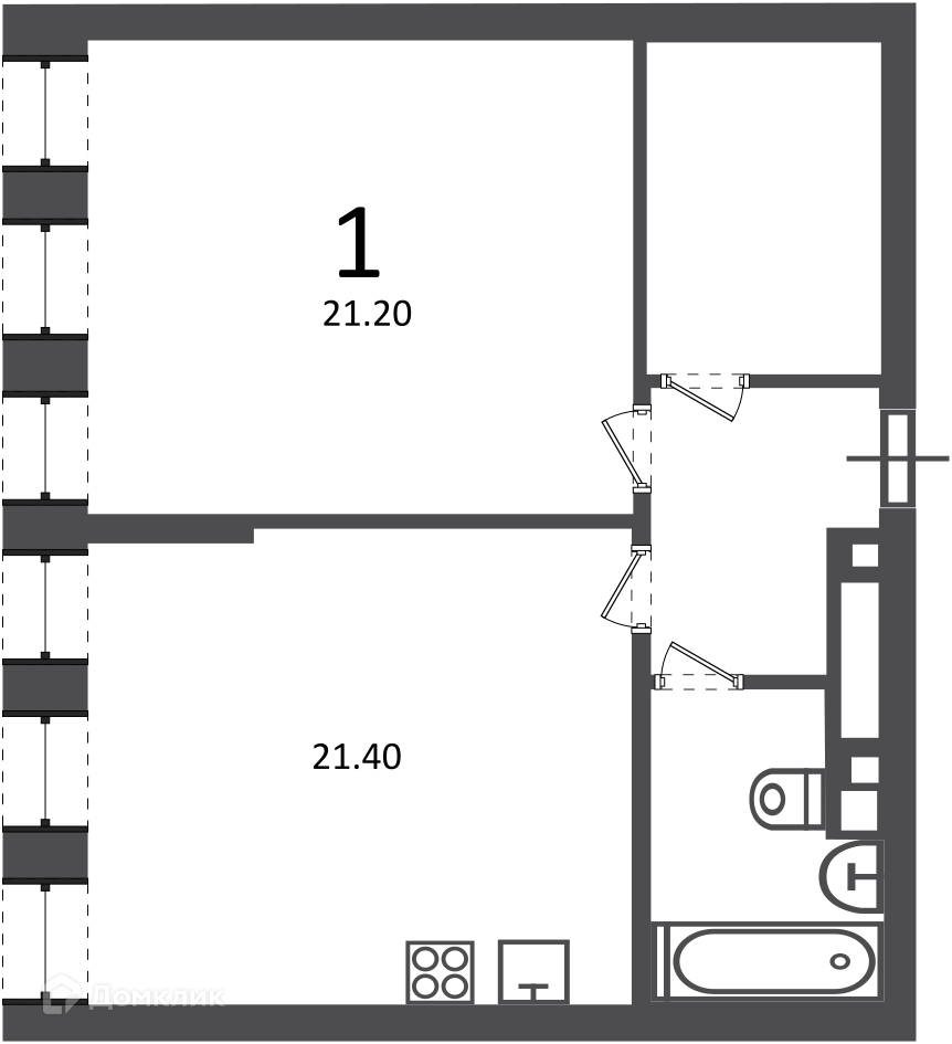 Планировка 1-комн. в ЖК «Светланова ул., д. 11, к. 2 (Московские кварталы)»
