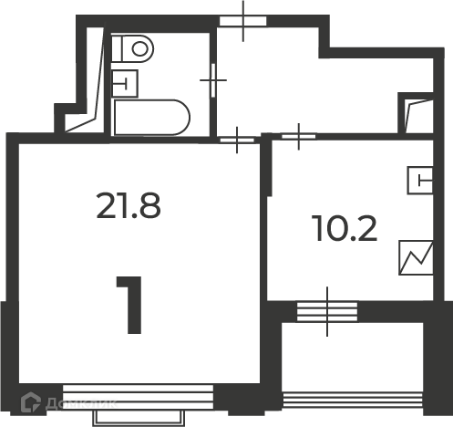 Планировка 1-комн. в ЖК «Михалковская, д. 48, к. 4 (Московские кварталы)»