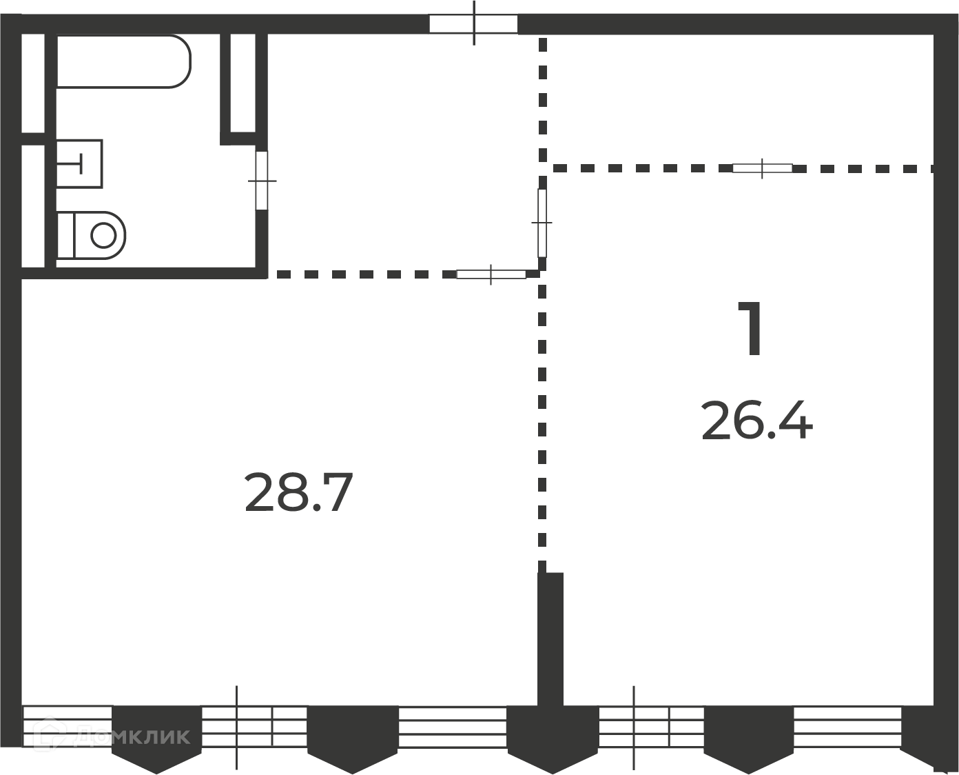 Планировка 1-комн. в ЖК «Светланова, 13 (Московские кварталы)»