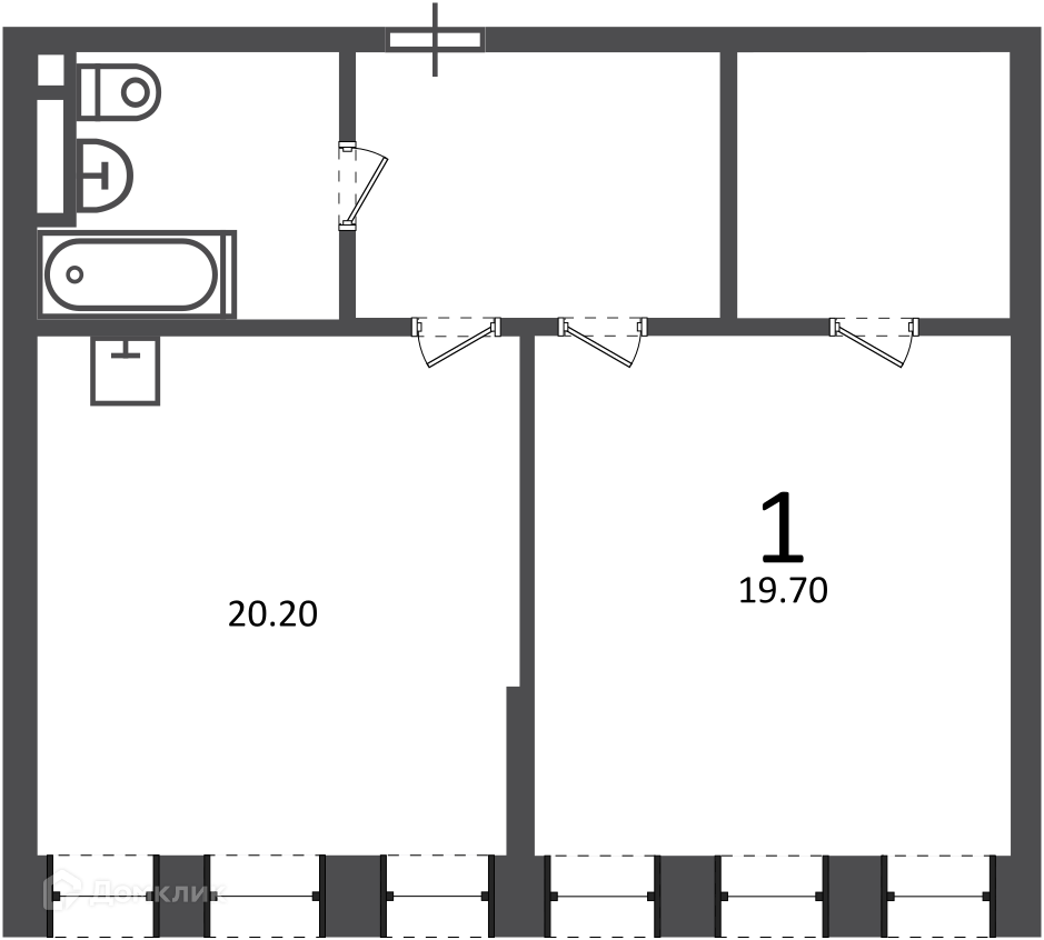 Планировка 1-комн. в ЖК «Светланова ул., д. 11, к. 2 (Московские кварталы)»
