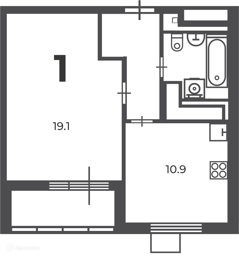 Планировка 2-комн. в ЖК «Полярная ул., з/у 16 (Московские кварталы)»