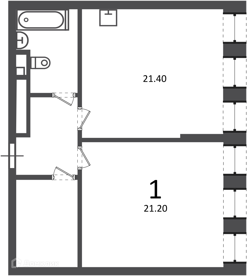 Планировка 1-комн. в ЖК «Светланова ул., д. 11, к. 2 (Московские кварталы)»