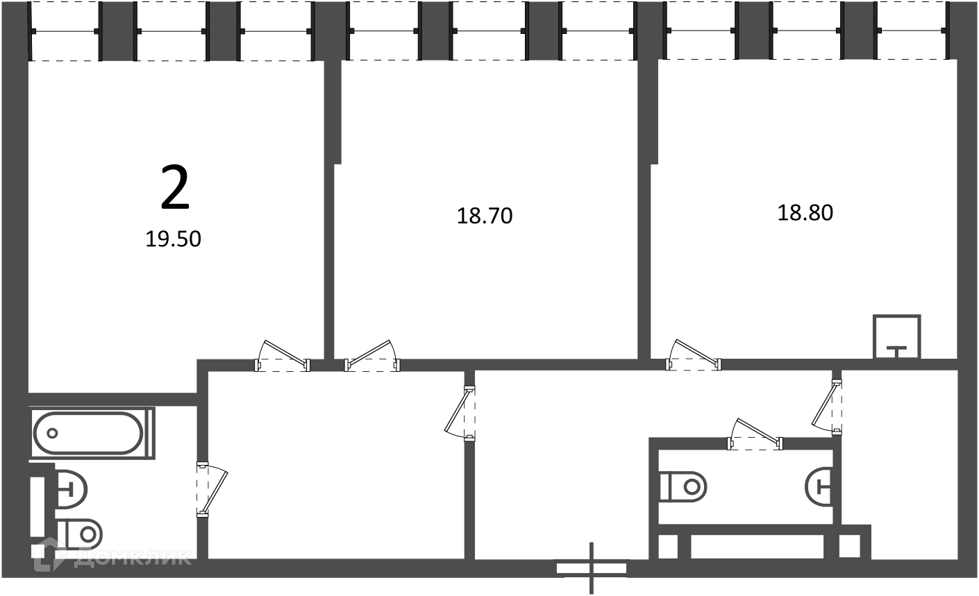Планировка 2-комн. в ЖК «Светланова ул., д. 11, к. 2 (Московские кварталы)»