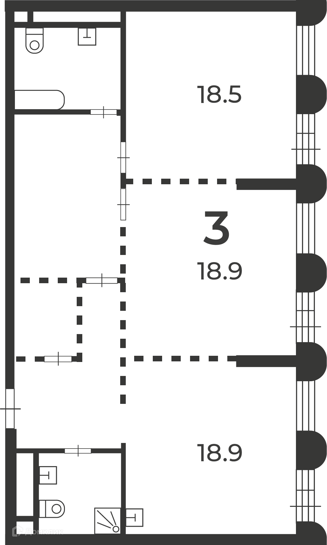 Планировка 2-комн. в ЖК «Светланова, 13 (Московские кварталы)»