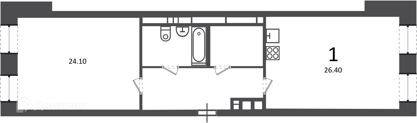 Планировка 1-комн. в ЖК «Светланова ул., д. 11, к. 2 (Московские кварталы)»