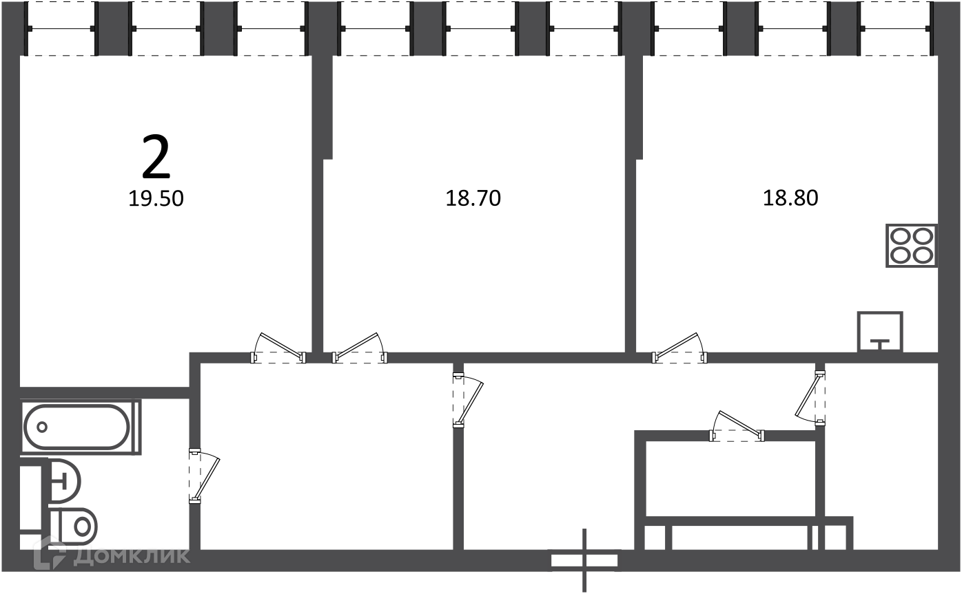 Планировка 2-комн. в ЖК «Светланова ул., д. 11, к. 2 (Московские кварталы)»
