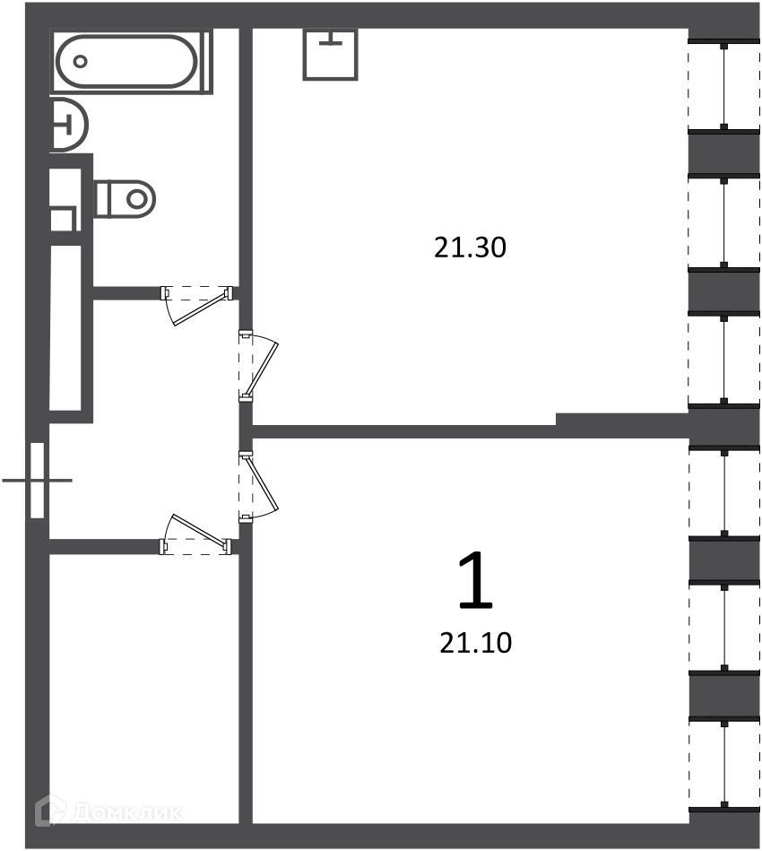 Планировка 1-комн. в ЖК «Светланова ул., д. 11, к. 2 (Московские кварталы)»