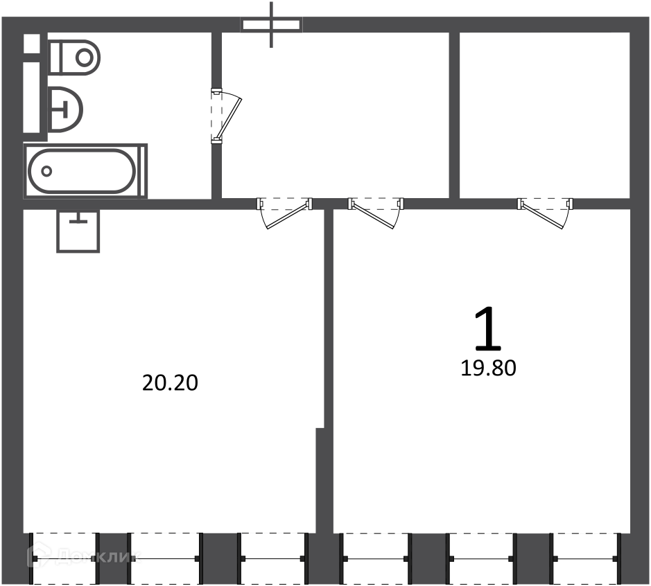 Планировка 1-комн. в ЖК «Светланова ул., д. 11, к. 2 (Московские кварталы)»