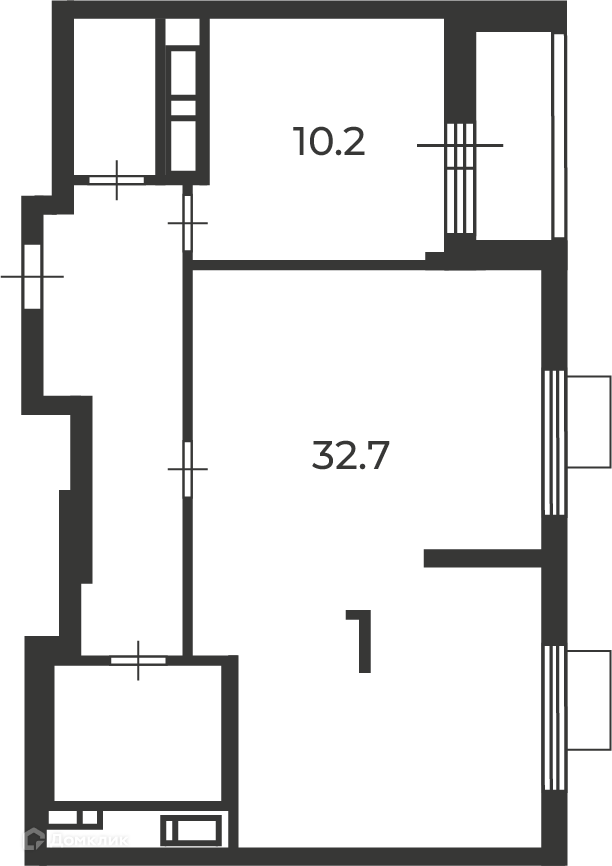 Планировка 1-комн. в ЖК «Маршала Чуйкова, 9A (Московские кварталы)»