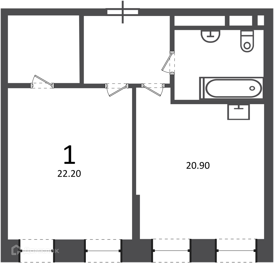 Планировка 1-комн. в ЖК «Светланова ул., д. 11, к. 2 (Московские кварталы)»