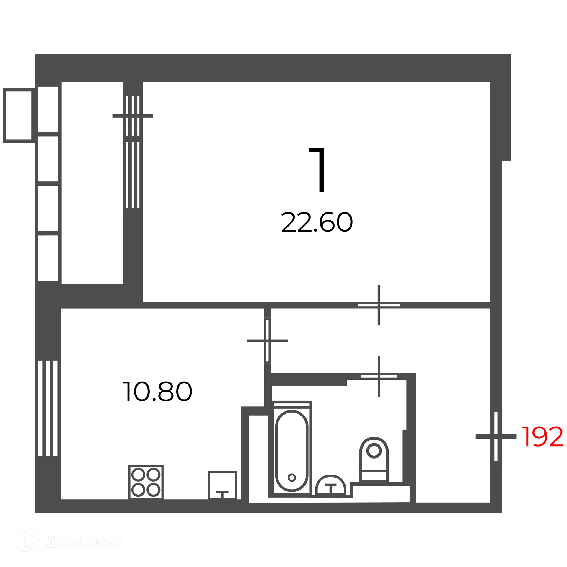 Планировка 1-комн. в ЖК «Чечёрский проезд, 28А (Московские кварталы)»