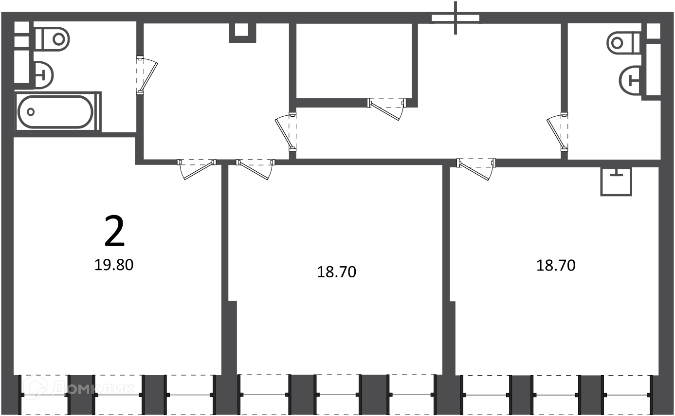 Планировка 2-комн. в ЖК «Светланова ул., д. 11, к. 2 (Московские кварталы)»