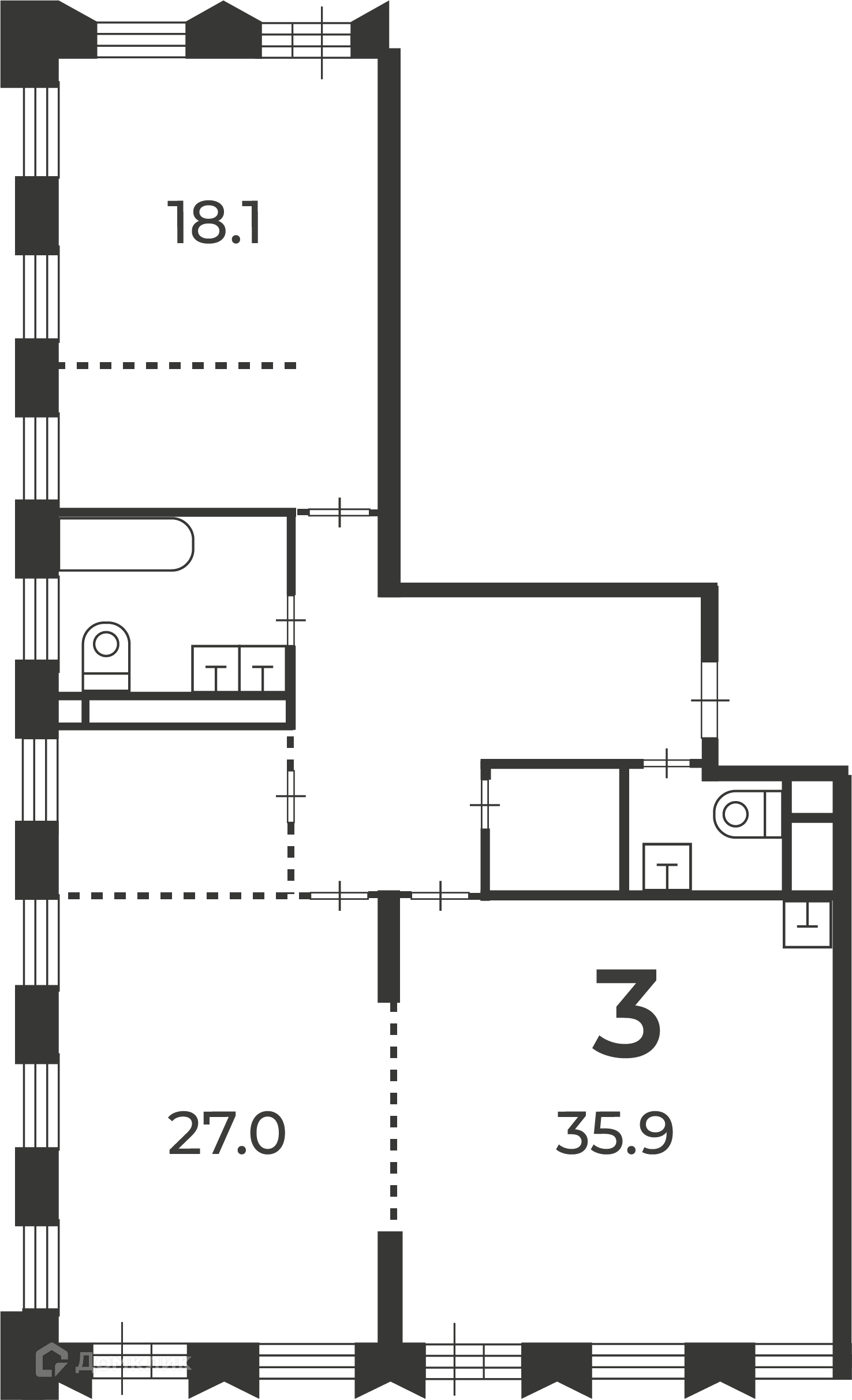 Планировка 2-комн. в ЖК «Светланова, 13 (Московские кварталы)»