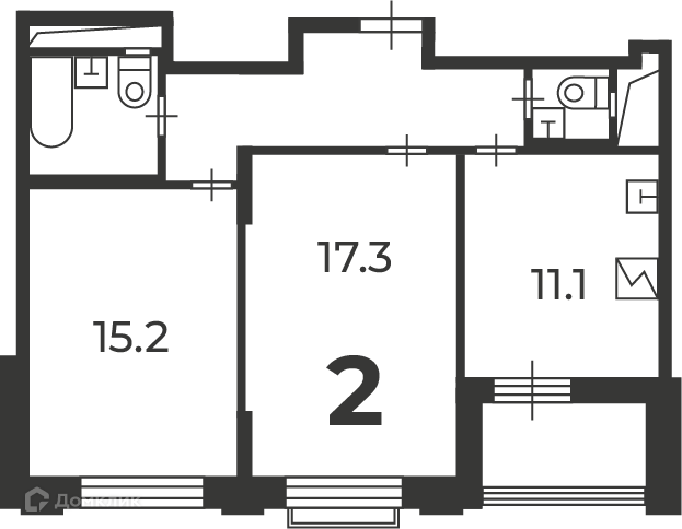 Планировка 2-комн. в ЖК «Михалковская, д. 48, к. 4 (Московские кварталы)»