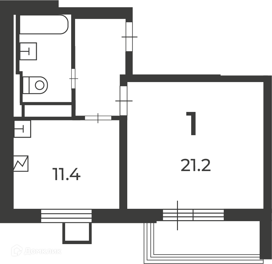 Планировка 1-комн. в ЖК «Илимская д. 5 (Московские кварталы)»