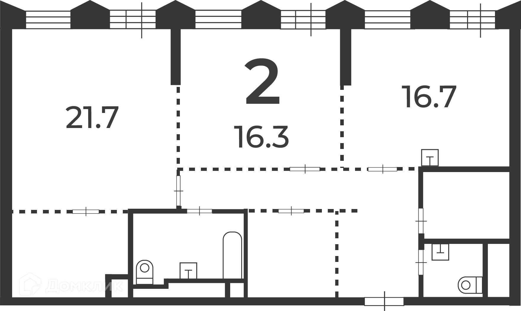 Планировка 2-комн. в ЖК «Светланова, 13 (Московские кварталы)»
