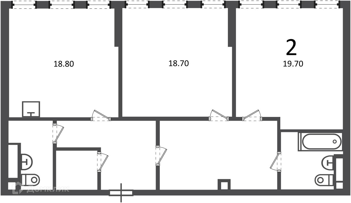Планировка 2-комн. в ЖК «Светланова ул., д. 11, к. 2 (Московские кварталы)»